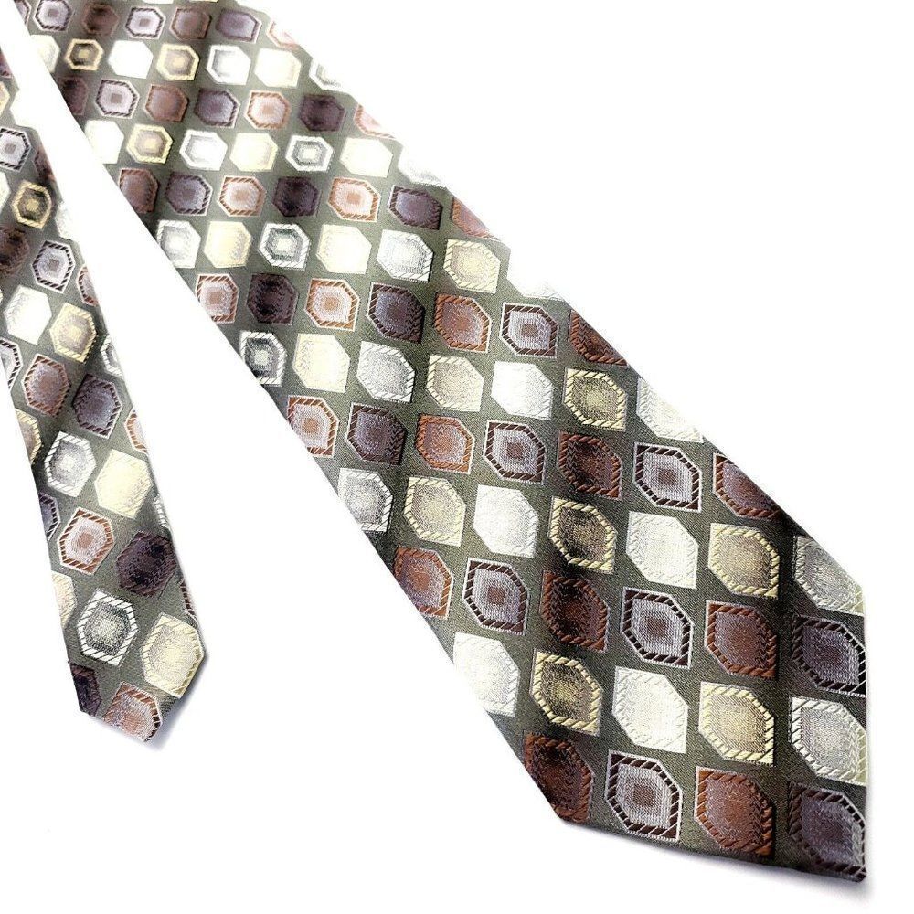 American Modern Alexander‎ Julian Green Silk Tie Woven Geometric